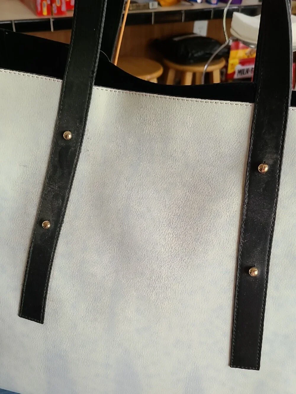 GAP Classic Two-Tone Tote Bag - White and Black